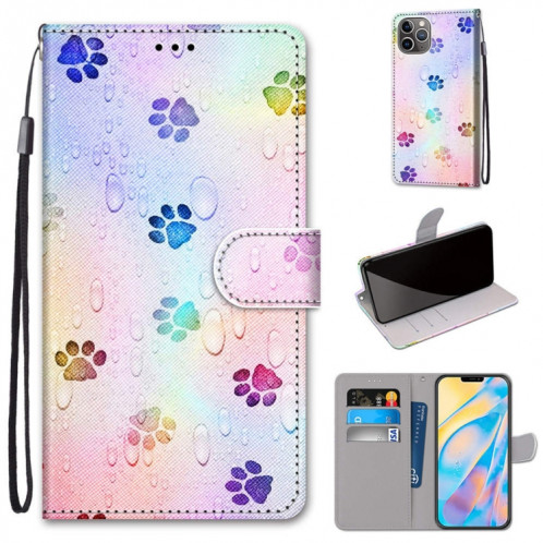 Dessin coloré Texture Croix Texture Horizontale Étui en cuir PU avec support & carte Slots & Portefeuille et longe pour iPhone 13 Pro (gouttes d'eau de l'empreinte) SH003D1080-07