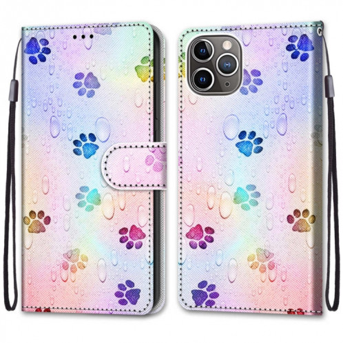 Dessin coloré Texture Croix Texture Horizontale Étui en cuir PU avec support & carte Slots & Portefeuille et longe pour iPhone 13 Pro (gouttes d'eau de l'empreinte) SH003D1080-07