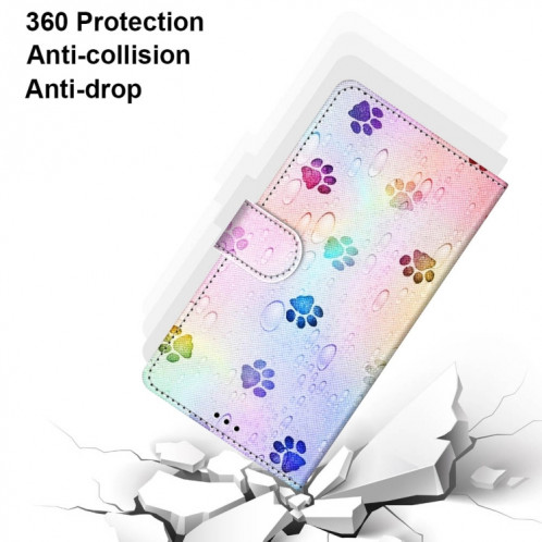 Dessin coloré Texture Croix Texture Horizontale Étui en cuir PU avec support & carte Slots & Portefeuille et longe pour iPhone 13 Pro (gouttes d'eau de l'empreinte) SH003D1080-07