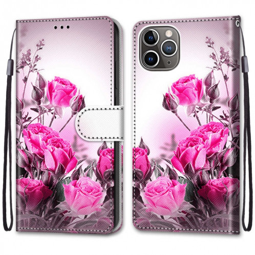 Dessin coloré Texture Croix Horizontal Flip PU Housse en cuir PU avec porte-carte et portefeuille et portefeuille pour iPhone 13 Pro (Rose sauvage) SH003E799-07