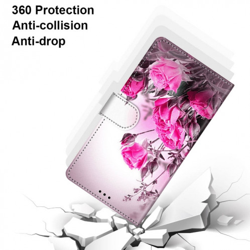 Dessin coloré Texture Croix Horizontal Flip PU Housse en cuir PU avec porte-carte et portefeuille et portefeuille pour iPhone 13 Pro (Rose sauvage) SH003E799-07