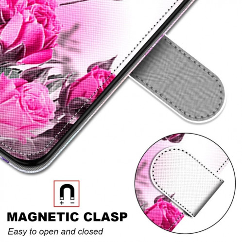 Dessin coloré Texture Croix Horizontal Flip PU Housse en cuir PU avec porte-carte et portefeuille et portefeuille pour iPhone 13 Pro (Rose sauvage) SH003E799-07