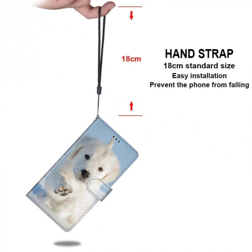 Dessin coloré Texture Texture Horizontale Étui en cuir PU avec porte-carte et portefeuille et portefeuille pour iPhone 13 Pro (chiot de neige) SH003G482-07