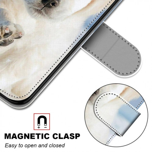 Dessin coloré Texture Texture Horizontale Étui en cuir PU avec porte-carte et portefeuille et portefeuille pour iPhone 13 Pro (chiot de neige) SH003G482-07