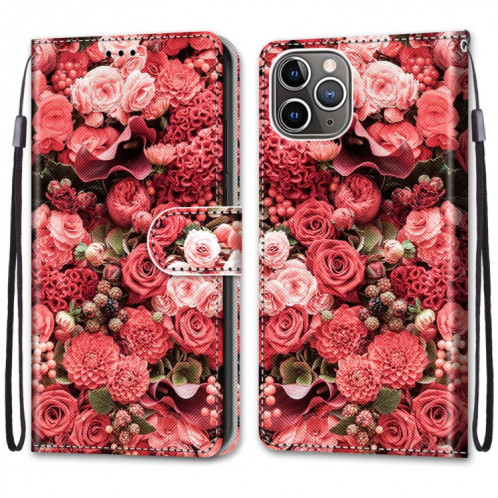 Dessin coloré Texture Texture Horizontale Horizontal PU Coque en cuir avec porte-carte et portefeuille et lanière pour iPhone 13 PRO (rose rose) SH003H1723-07