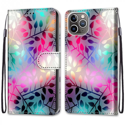 Dessin coloré Texture Texture Horizontale Flip PU Coque en cuir PU avec support & carte Slots & Portefeuille et longe pour iPhone 13 Pro (verre translucide) SH003I1161-07