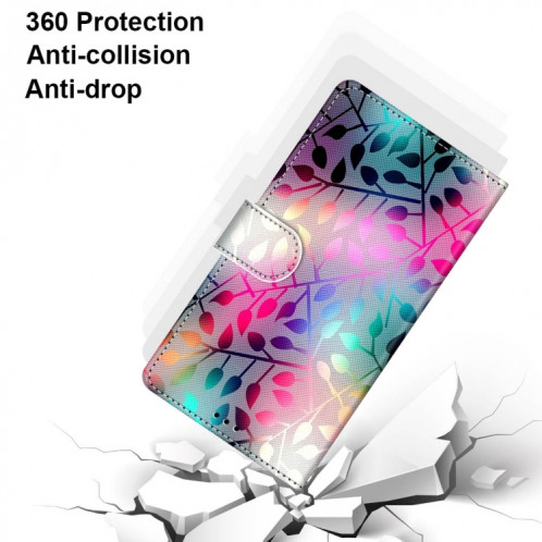 Dessin coloré Texture Texture Horizontale Flip PU Coque en cuir PU avec support & carte Slots & Portefeuille et longe pour iPhone 13 Pro (verre translucide) SH003I1161-07