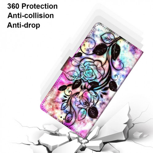 Dessin coloré Texture Croix Texture Horizontale Étui en cuir PU avec support & carte Slots & Portefeuille et lanière pour iPhone 13 Pro (Fond de couleur fleur creuse) SH003K419-07