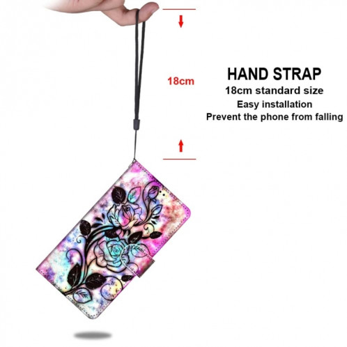 Dessin coloré Texture Croix Texture Horizontale Étui en cuir PU avec support & carte Slots & Portefeuille et lanière pour iPhone 13 Pro (Fond de couleur fleur creuse) SH003K419-07