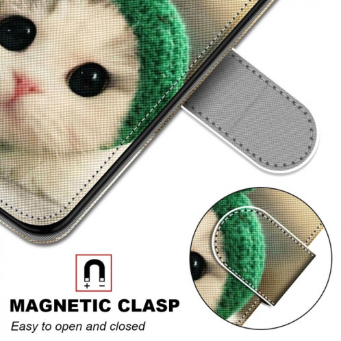 Dessin coloré Texture Texture Horizontale Flip PU Coque en cuir PU avec porte-carte et portefeuille et lanière pour iPhone 13 Pro (grenouille chaton) SH003O1395-07