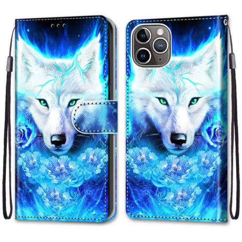 Dessin coloré Texture Croix Texture Horizontale Étui en cuir PU avec porte-cartes et portefeuille et lanière pour iPhone 13 Pro (Dick Rose Wolf) SH003P400-07