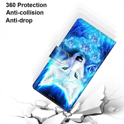 Dessin coloré Texture Croix Texture Horizontale Étui en cuir PU avec porte-cartes et portefeuille et lanière pour iPhone 13 Pro (Dick Rose Wolf) SH003P400-07