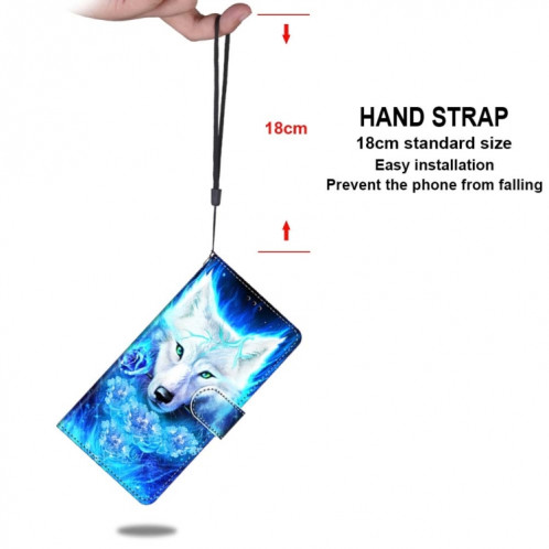 Dessin coloré Texture Croix Texture Horizontale Étui en cuir PU avec porte-cartes et portefeuille et lanière pour iPhone 13 Pro (Dick Rose Wolf) SH003P400-07