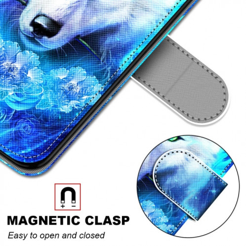 Dessin coloré Texture Croix Texture Horizontale Étui en cuir PU avec porte-cartes et portefeuille et lanière pour iPhone 13 Pro (Dick Rose Wolf) SH003P400-07