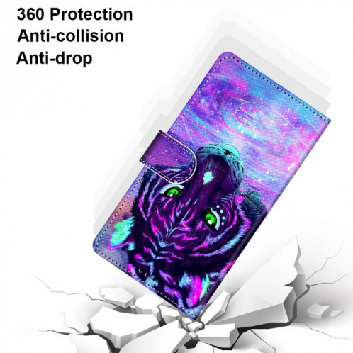 Dessin coloré Texture Croix Texture Horizontale Étui en cuir PU avec support & carte Slots & Portefeuille et longe pour iPhone 13 PRO (Eau potable du tigre) SH003R1359-07