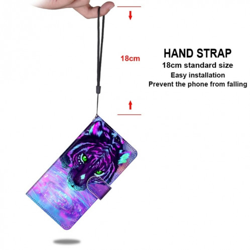 Dessin coloré Texture Croix Texture Horizontale Étui en cuir PU avec support & carte Slots & Portefeuille et longe pour iPhone 13 PRO (Eau potable du tigre) SH003R1359-07
