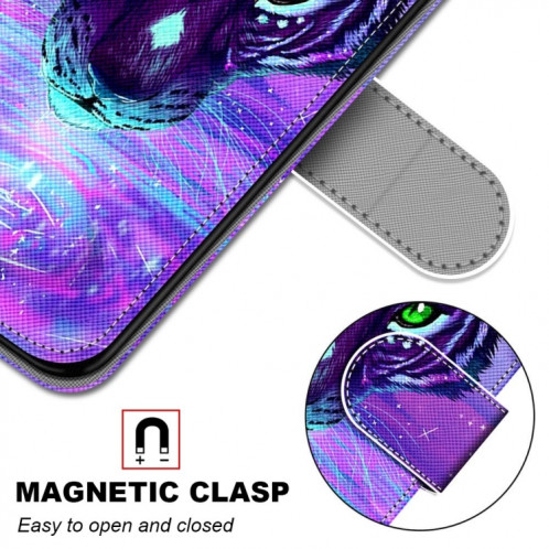 Dessin coloré Texture Croix Texture Horizontale Étui en cuir PU avec support & carte Slots & Portefeuille et longe pour iPhone 13 PRO (Eau potable du tigre) SH003R1359-07