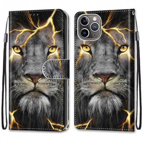 Dessin coloré Texture Croix Horizontal Flip PU Coque en cuir PU avec support & carte Slots & Portefeuille et longe pour iPhone 13 PRO (lion de fission) SH003S1654-07