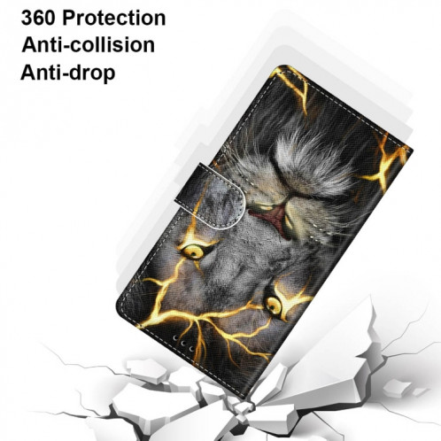 Dessin coloré Texture Croix Horizontal Flip PU Coque en cuir PU avec support & carte Slots & Portefeuille et longe pour iPhone 13 PRO (lion de fission) SH003S1654-07