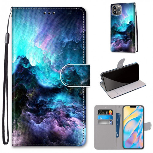 Dessin coloré Texture Texture horizontale Étui en cuir PU avec support & carte Slots & Portefeuille et longe pour iPhone 13 Pro (nuages ​​colorés) SH003T1553-07