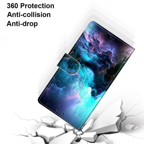 Dessin coloré Texture Texture horizontale Étui en cuir PU avec support & carte Slots & Portefeuille et longe pour iPhone 13 Pro (nuages ​​colorés) SH003T1553-07