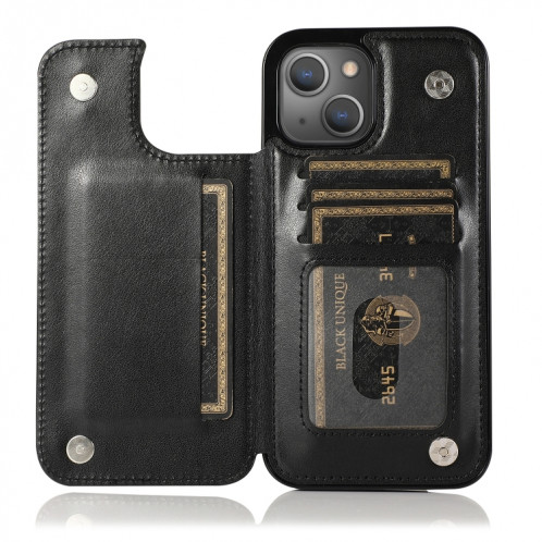 Fleurs de papillons Fleurs double boucle PU + TPU étui de protection avec support & carte Slots & Cadre photo pour iPhone 13 Pro (Noir) SH103A649-07