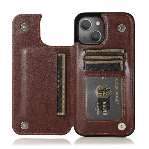 Fleurs de papillons Fleurs Double Boucle PU + TPU Cas de protection avec support & Cadre Slots & Cadre photo pour iPhone 13 PRO (Brown) SH103F1596-07
