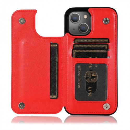 Fleurs de papillons Fleurs Double Boucle PU + TPU Cas de protection avec support & Cadre Slots & Cadre photo pour iPhone 13 Pro (rouge) SH103H468-07