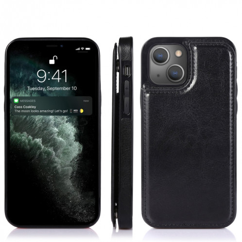 Étui de protection PU à double boucle anti-choc avec machines à sous cartes et support pour iPhone 13 Pro (Noir) SH403A1967-07