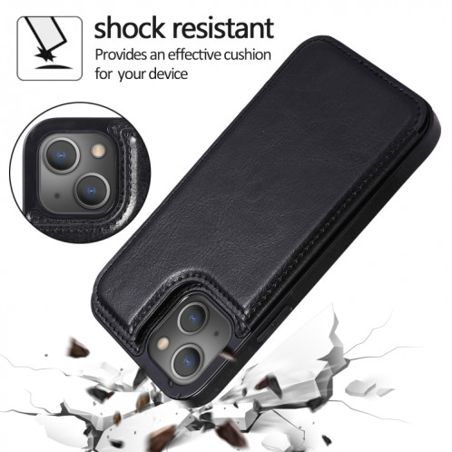 Étui de protection PU à double boucle anti-choc avec machines à sous cartes et support pour iPhone 13 Pro (Noir) SH403A1967-07