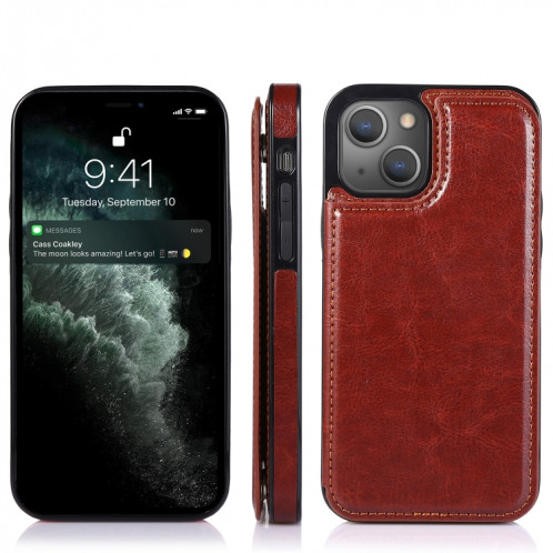 Double Boucle PU PU PU PU PUT AVEC SLOTS ET PORTÉS POUR CARTE POUR IPHONE 13 PRO (BROWN) SH403B1257-07