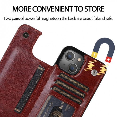Double Boucle PU PU PU PU PUT AVEC SLOTS ET PORTÉS POUR CARTE POUR IPHONE 13 PRO (BROWN) SH403B1257-07