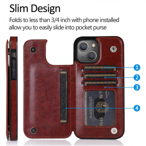 Double Boucle PU PU PU PU PUT AVEC SLOTS ET PORTÉS POUR CARTE POUR IPHONE 13 PRO (BROWN) SH403B1257-07