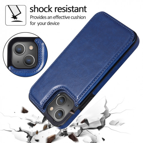 Double boucle PU PU PU PUT PUT avec Slots et porte-cartes pour iPhone 13 PRO (Bleu) SH403C1449-07