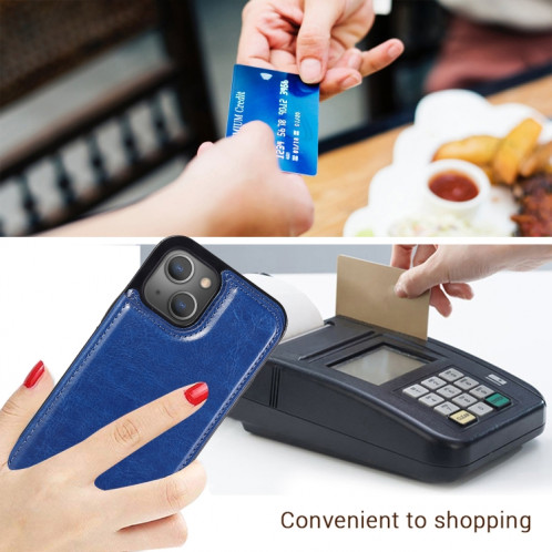 Double boucle PU PU PU PUT PUT avec Slots et porte-cartes pour iPhone 13 PRO (Bleu) SH403C1449-07