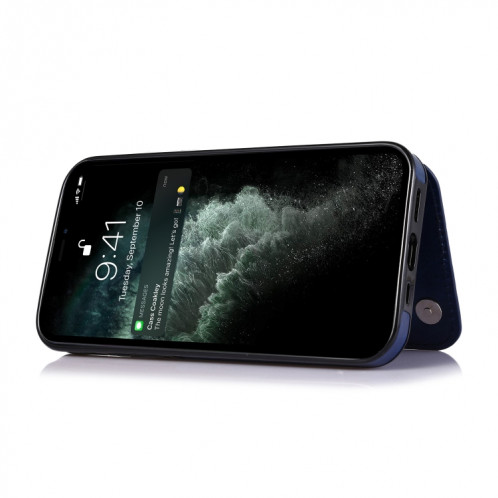 Double boucle PU PU PU PUT PUT avec Slots et porte-cartes pour iPhone 13 PRO (Bleu) SH403C1449-07
