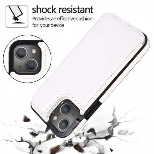 Boîtier de protection PU à double boucle antichoc avec machines à sous cartes et support pour iPhone 13 Pro (Blanc) SH403F279-07