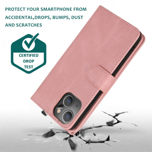 Peau-Senteur Crazy Horse Texture Fermeture à glissière Portefeuille Portefeuille Horizontal Horizontal Flip Case avec support & Card Slots & Portefeuille et Lanière pour iPhone 13 Pro (Rose Gold) SH503D1256-07