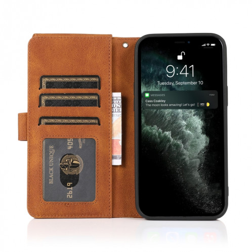 Sac-sentou Crazy Horse Texture Texture Zipper Portefeuille Horizontal Horizontal Flip Cuir Coffret avec support & carte Slots & Portefeuille et longe pour iPhone 13 PRO (Brown) SH503E1844-07