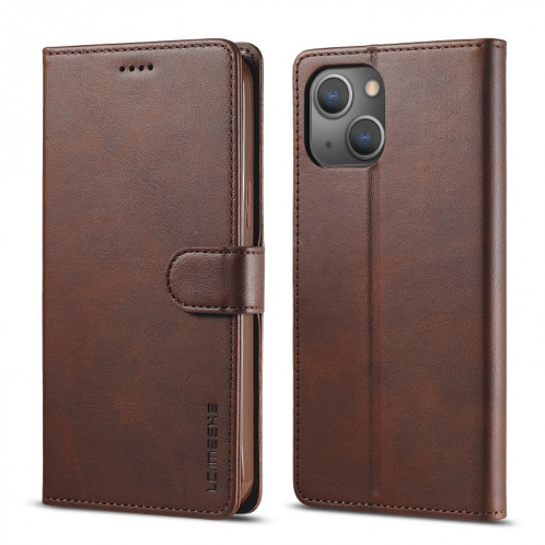 LC.IMEEKE CALF Texture Horizontale Horizontal Toam Coating avec porte-cartes et portefeuille pour iPhone 13 (Brown) SL702A459-07