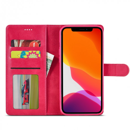 LC.IMEEKE VALF TEXTURE HORIZONTAL ROCK CUIR Coffret avec porte-cartes et portefeuille pour iPhone 13 (rouge) SL702C30-07