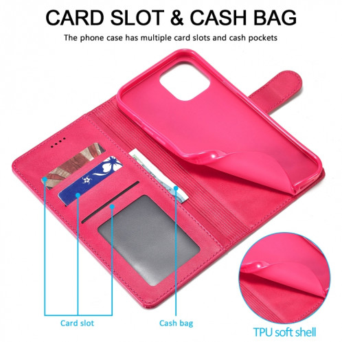LC.IMEEKE CALF Texture Horizontal Flip Cuir Coffret avec porte-cartes et portefeuille pour iPhone 13 Pro (rouge) SL703C519-07