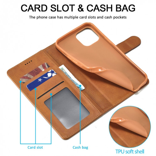 LC.IMEEKE CALF Texture Horizontale Horizontal Toas Coating avec porte-cartes et portefeuille pour iPhone 13 Pro (Jaune) SL703D1743-07