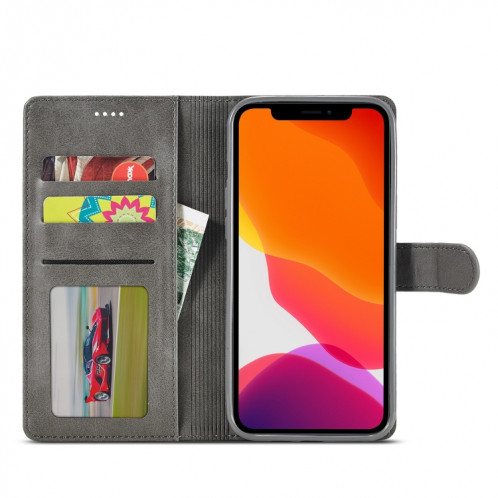 LC.IMEEKE VALF TELECTURE Horizontal Flip Cuir Coffret avec porte-cartes et portefeuille pour iPhone 13 Pro (gris) SL703E184-07