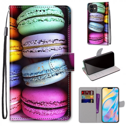 Dessin coloré Texture Texture Horizontale Flip PU Housse en cuir PU avec support et carte de portefeuille et portefeuille et longe pour iPhone 13 (gâteaux colorés) SH802S537-07