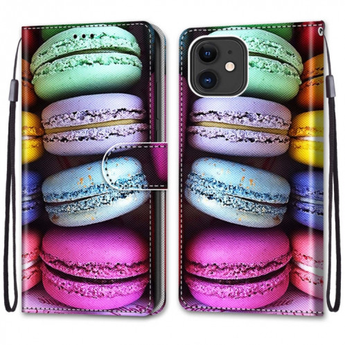 Dessin coloré Texture Texture Horizontale Flip PU Housse en cuir PU avec support et carte de portefeuille et portefeuille et longe pour iPhone 13 (gâteaux colorés) SH802S537-07