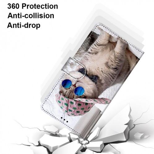 Dessin coloré Texture Texture horizontale Étui en cuir PU avec support & carte Slots & Portefeuille et longe pour iPhone 13 (chapeau de chapeau bleu miroir bleu) SH802T1174-07