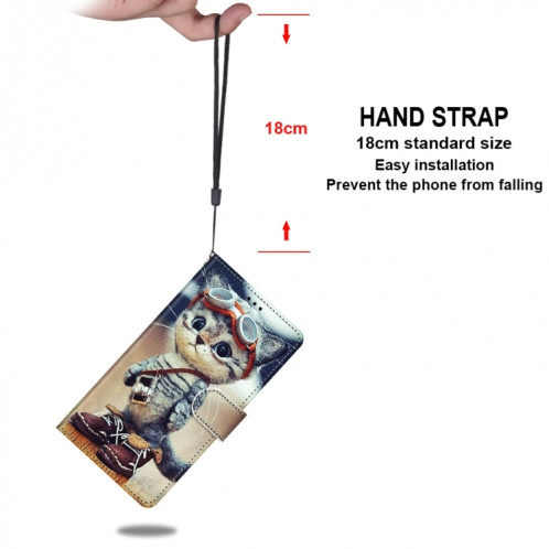 Dessin coloré Texture Croix Texture Horizontale Étui en cuir PU avec porte-cartes et portefeuille et lanière pour iPhone 13 Pro (Chaussures en cuir chat) SH803A1644-07