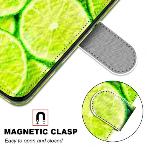 Dessin coloré Texture Croix Texture Horizontale Étui en cuir PU avec porte-cartes et portefeuille et lanière pour iPhone 13 Pro (citron vert) SH803B1410-07