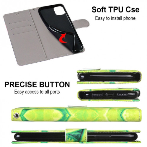 Dessin coloré Texture Croix Texture Horizontale Étui en cuir PU avec porte-cartes et portefeuille et lanière pour iPhone 13 Pro (citron vert) SH803B1410-07